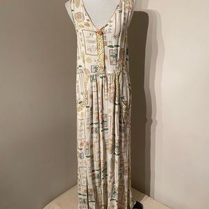 Karavan Vintage Maxi Dress in Whimsical Print size Small